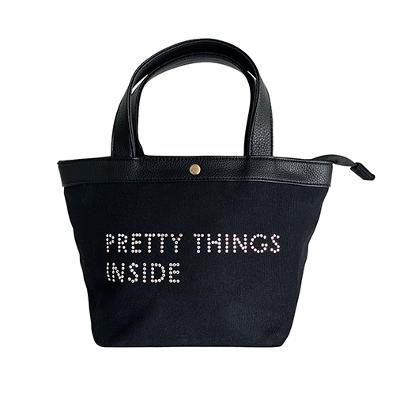 tote bag L/PRETTY THINGS INSIDE(Black2) FASHION GOODS Bling Me!